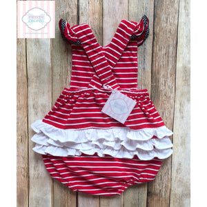 Monogrammed Minnie themed one piece by Classic Whimsy 18m