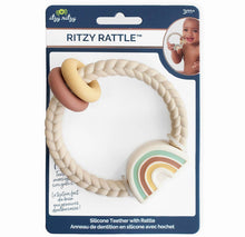 Ritzy Rattle™️ Silicone Teether Rattle- Neutral Rainbow