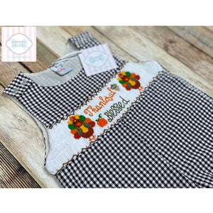 Thanksgiving themed smocked one piece 12m