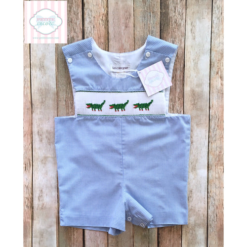 Alligator themed smocked one piece 2T