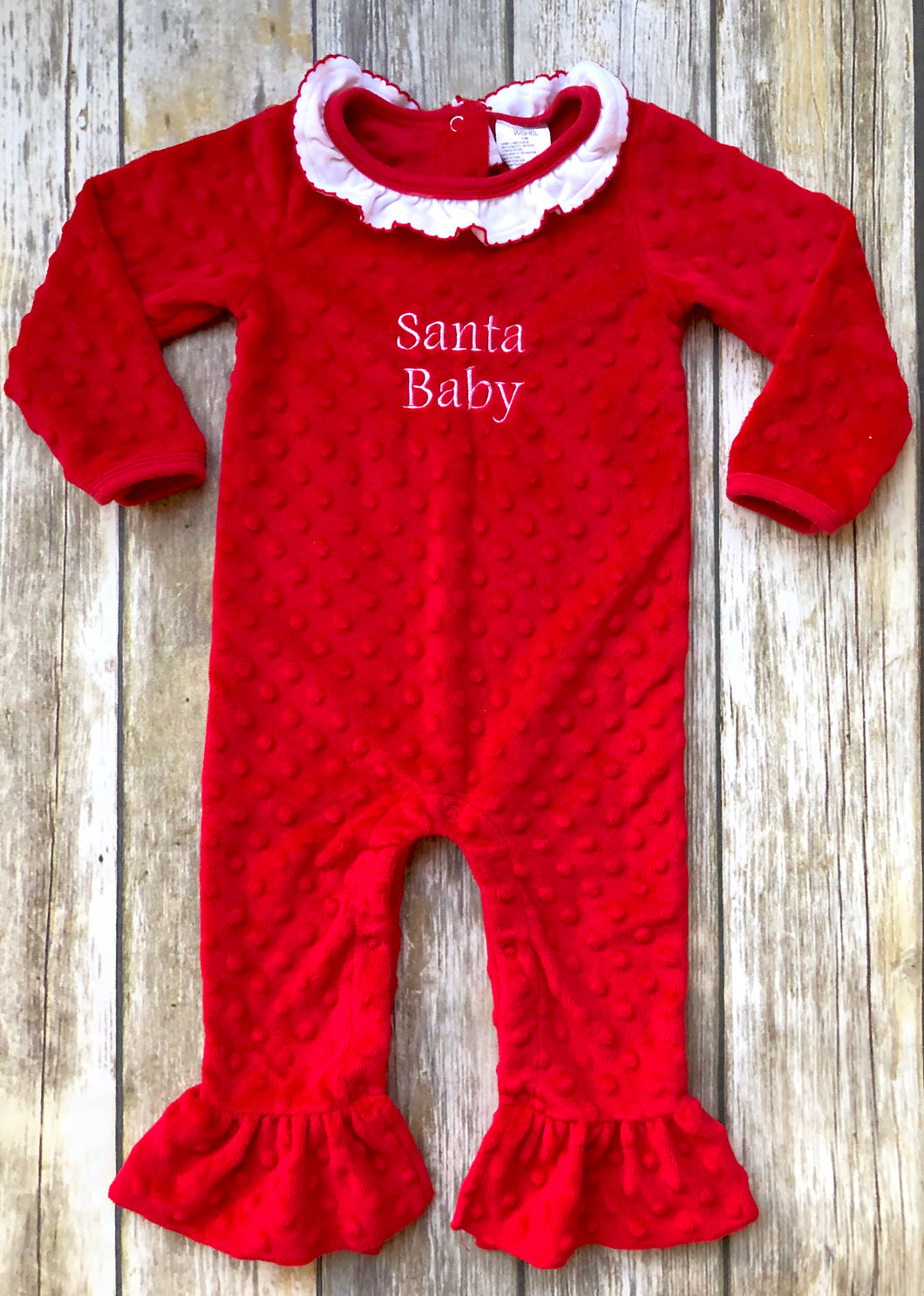 Minky dot holiday one piece 6-9m