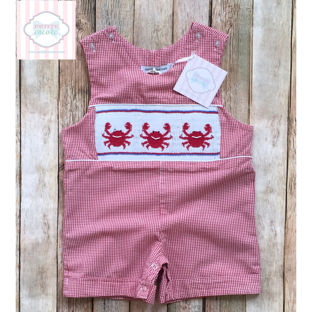 Crab themed smocked one piece 12m