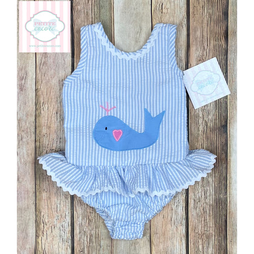 Whale themed swimsuit 12m