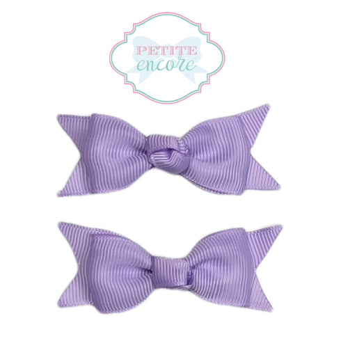 Pigtail bow set on alligator clips- Lavender