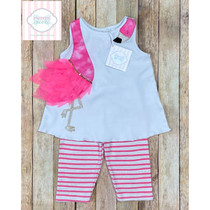 Flamingo themed two piece 3T