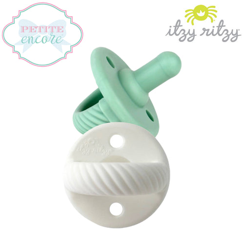 Sweetie Soother™️ Silicone Pacifier Set- Mint and White Cables