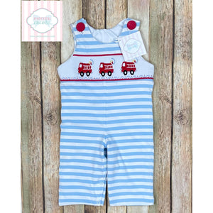 Fire truck themed smocked one piece 3m
