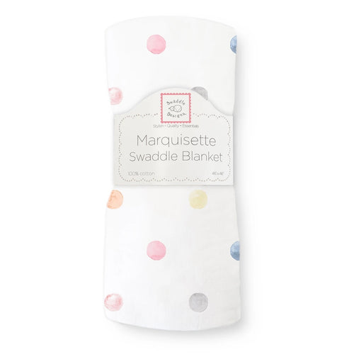 Marquisette swaddle blanket- Watercolor Multi Dots