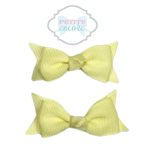 Pigtail bow set on alligator clips- Butter Yellow