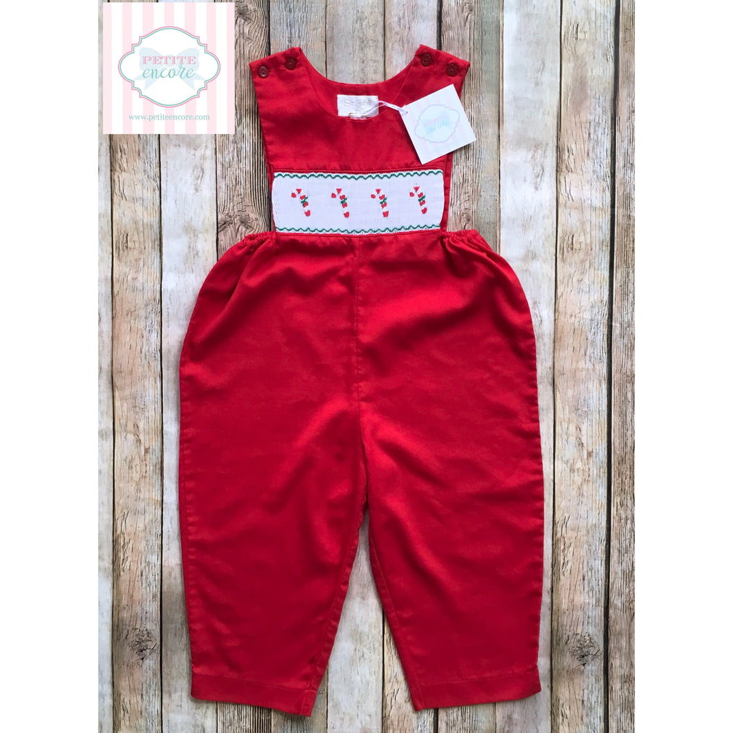 Candy cane themed smocked one piece 2T