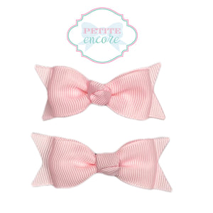 Pigtail bow set on alligator clips- Ballet Pink