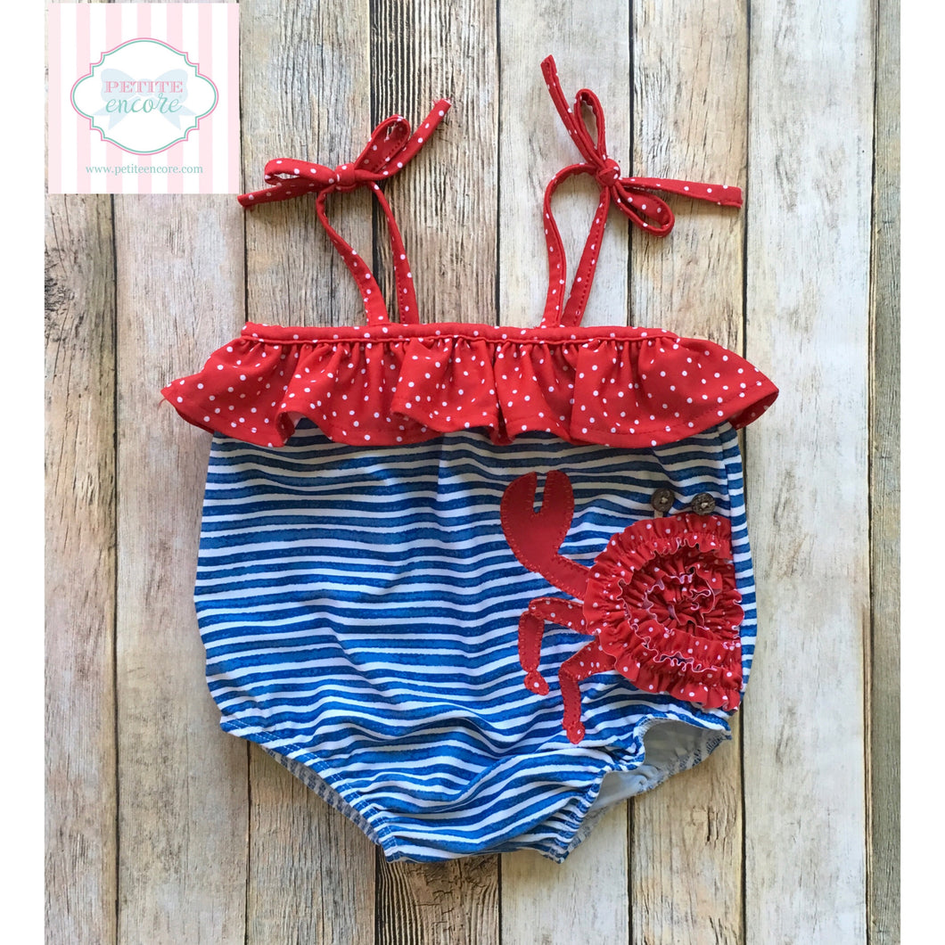 Crab themed swimsuit by Mud Pie Baby 6-9m