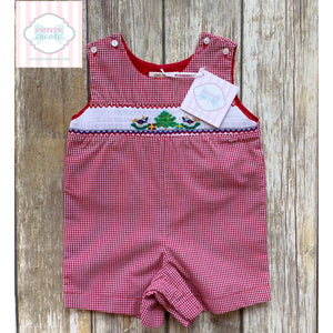 Smocked holiday one piece 6m