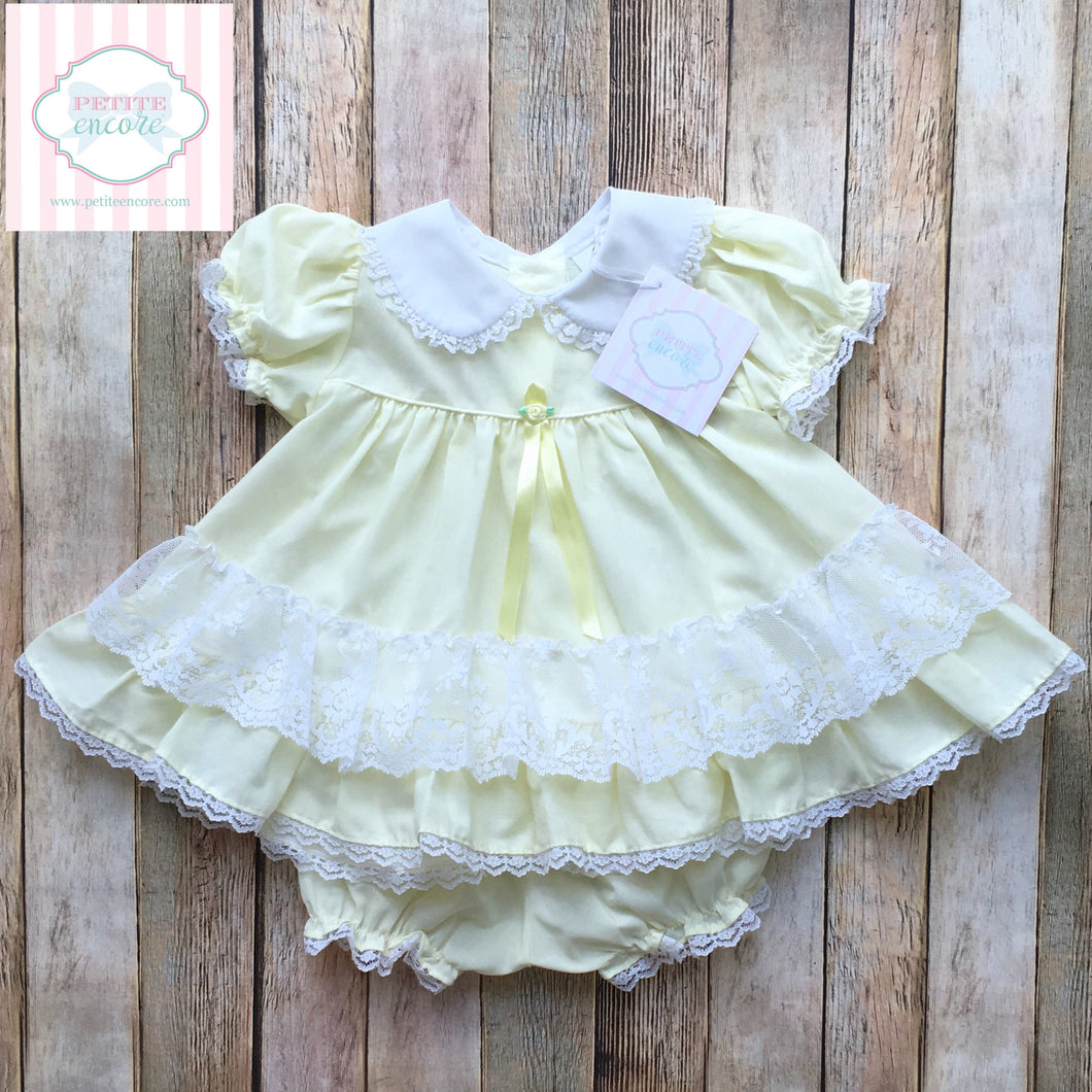 Vintage ruffled dress with bloomers 6m