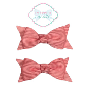 Pigtail bow set on alligator clips- Coral