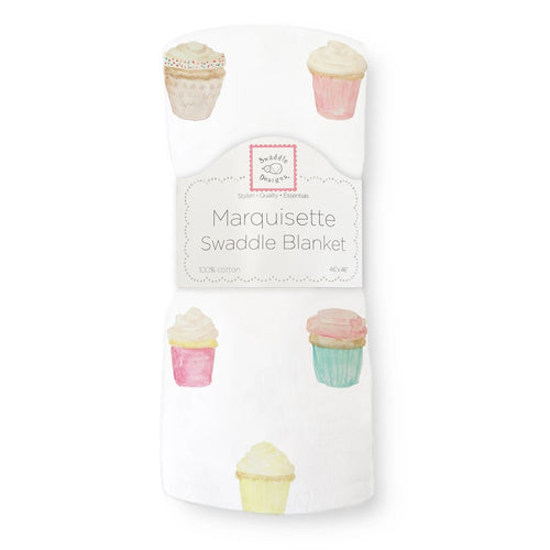 Marquisette swaddle blanket- Watercolor Cupcakes