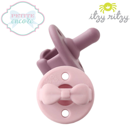 Sweetie Soother™️ Silicone Pacifier Set- Lilac & Orchid Bows