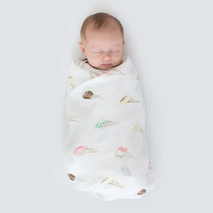 Marquisette swaddle blanket- Watercolor Ice Cream Cones