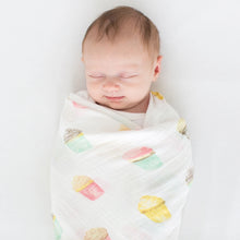 Marquisette swaddle blanket- Watercolor Cupcakes