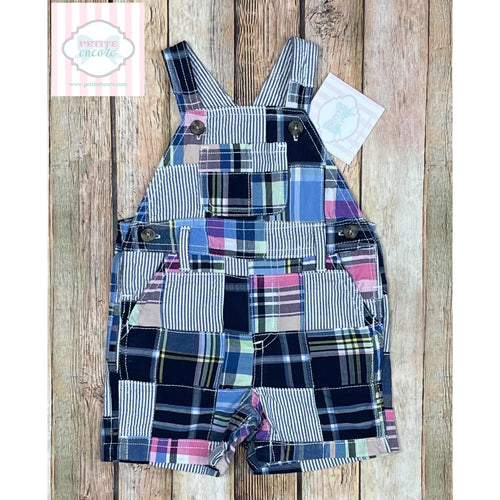 Gymboree plaid overalls 3-6m