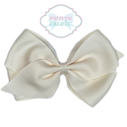 Toddler bow on alligator clip- Ivory