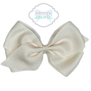 Toddler bow on alligator clip- Ivory