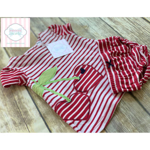 Cherry themed two piece by Hartstrings 3-6m