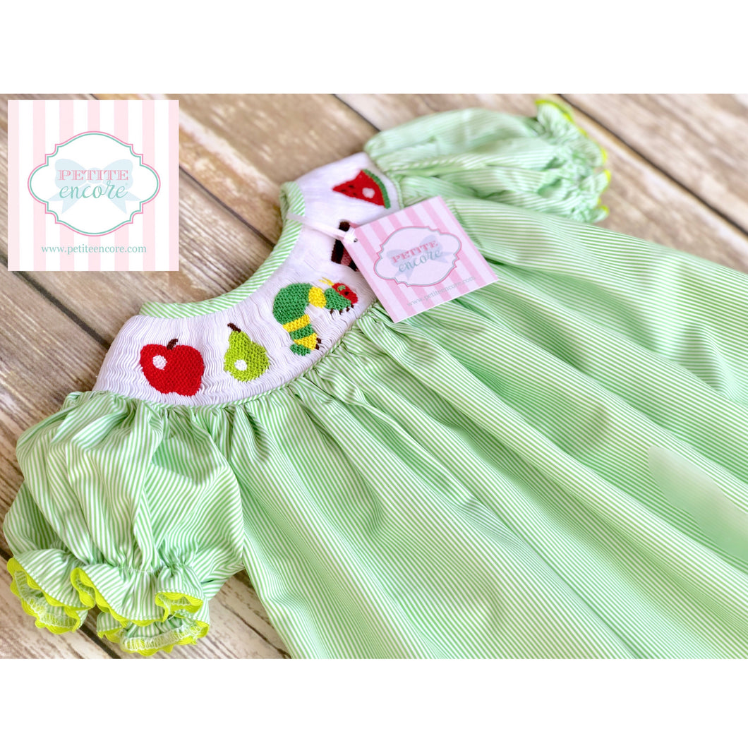 The Very Hungry Caterpillar themed smocked dress 12m
