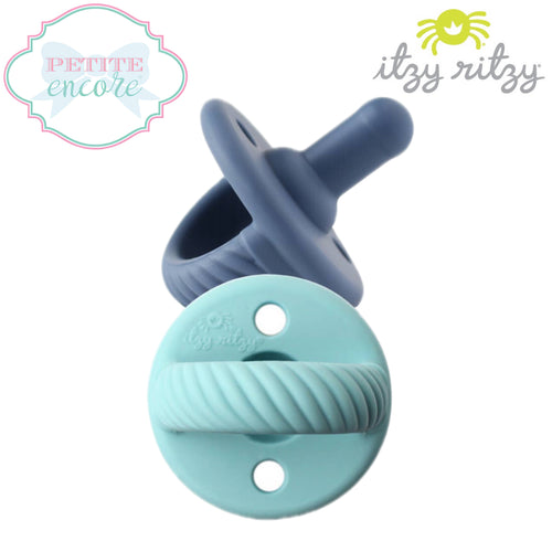 Sweetie Soother™️ Silicone Pacifier Set- Robin’s Egg Blue and Navy Cables