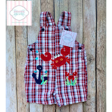 Crab themed overalls 3-6m