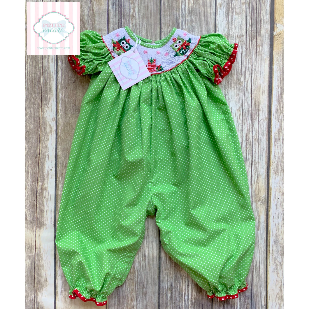 Smocked holiday one piece by Candyland 9m