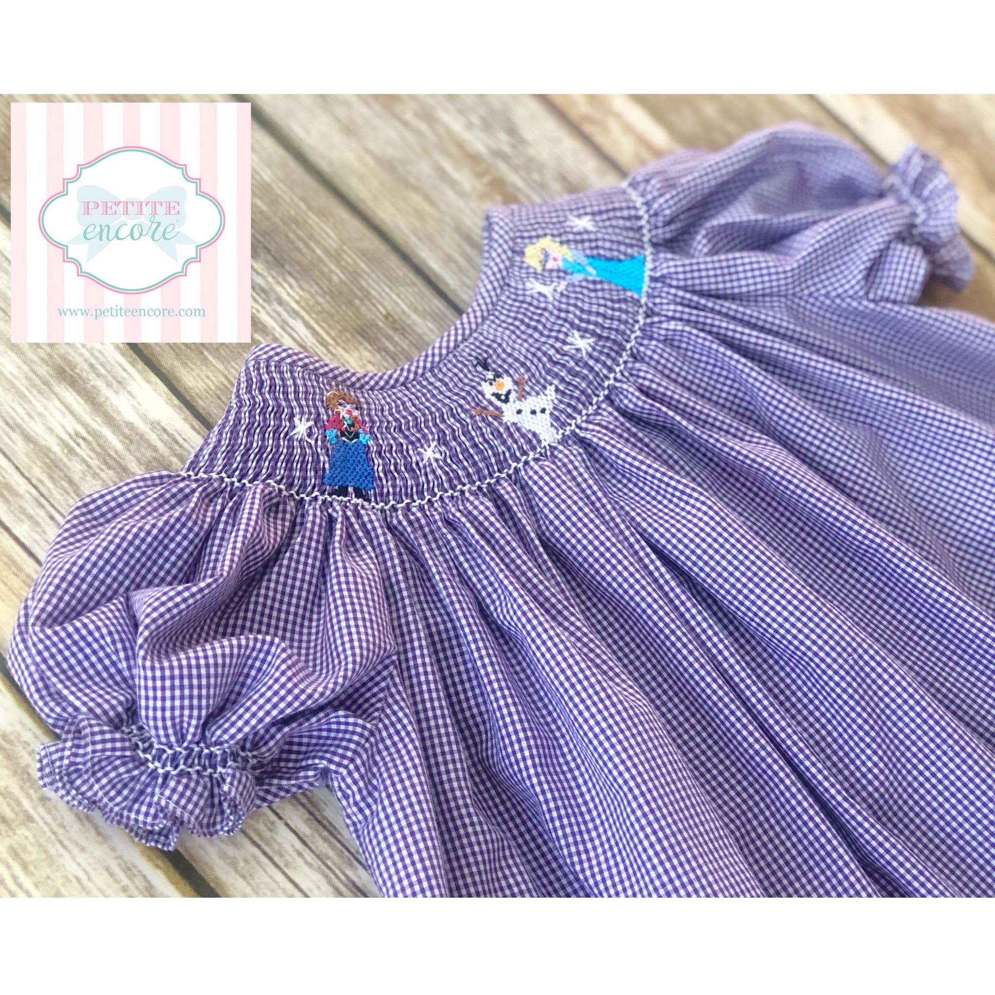 Frozen themed smocked dress 8 Petite Encore Frozen themed smocked dress 8 Petite Encore