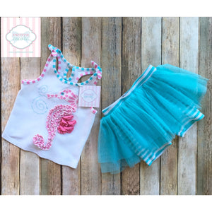 Seahorse themed outfit by Mud Pie 24m/2T