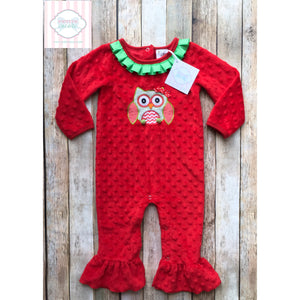 Owl themed holiday one piece 9-12m