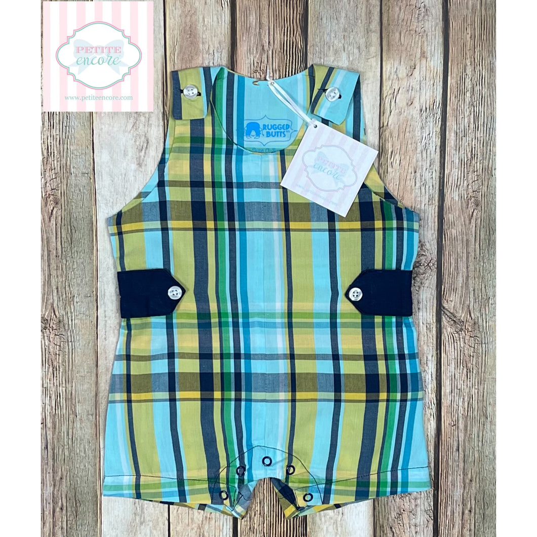 RuggedButts plaid one piece 0-3m