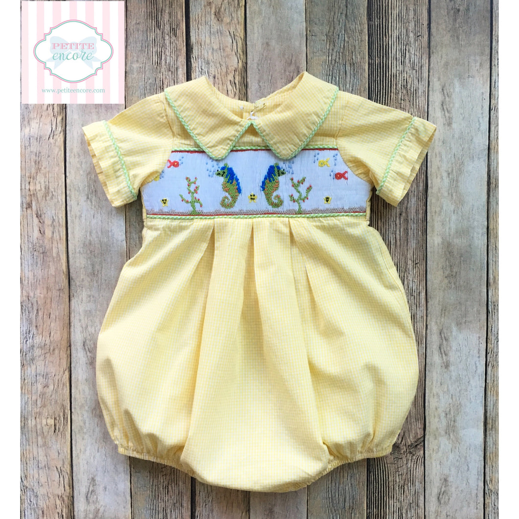 Seahorse themed smocked bubble 6m